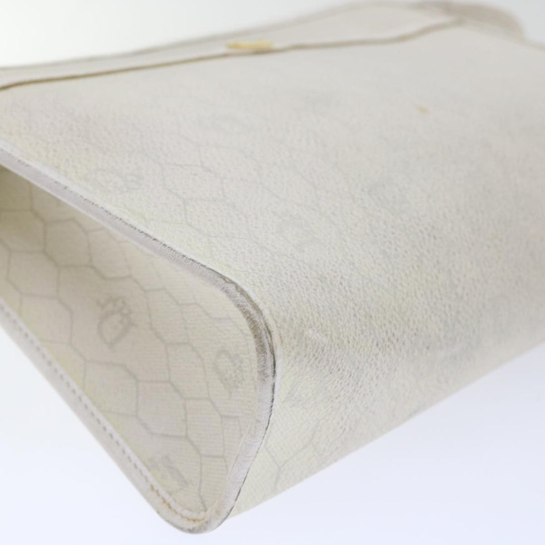 CHRISTIAN Top quality Dior Honeycomb Canvas Clutch Bag White Auth am4852