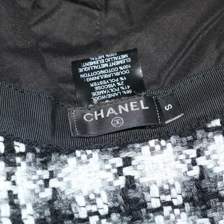 Top Quality Chanel COCO Mark Hat Wool S White Black CC Auth am4943
