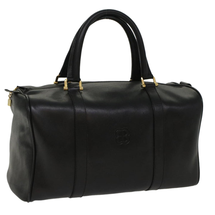 Top Quality Balenciaga Boston Bag Vintage Leather Black Auth am4980