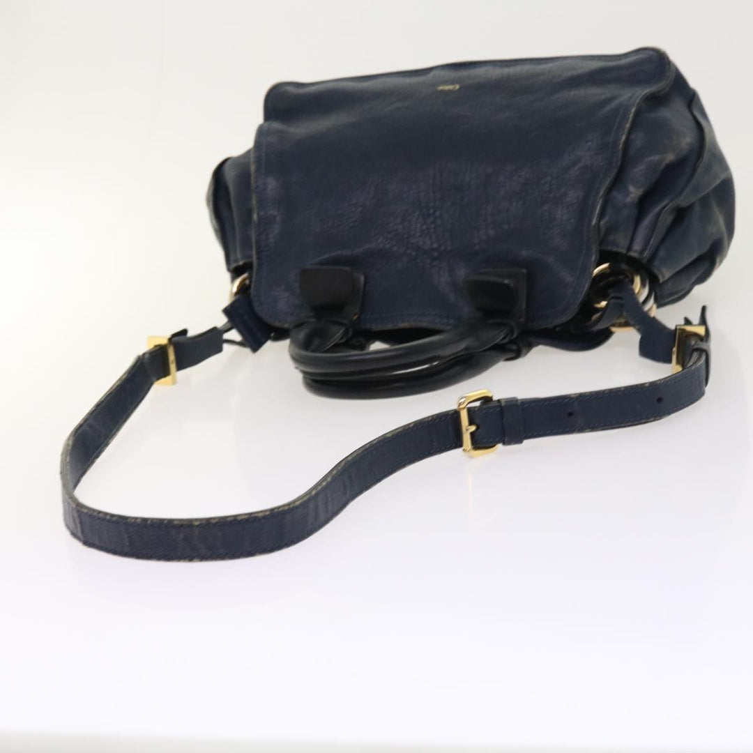Chloe Porte Epore Shoulder Bag Leather 2way Navy am5000