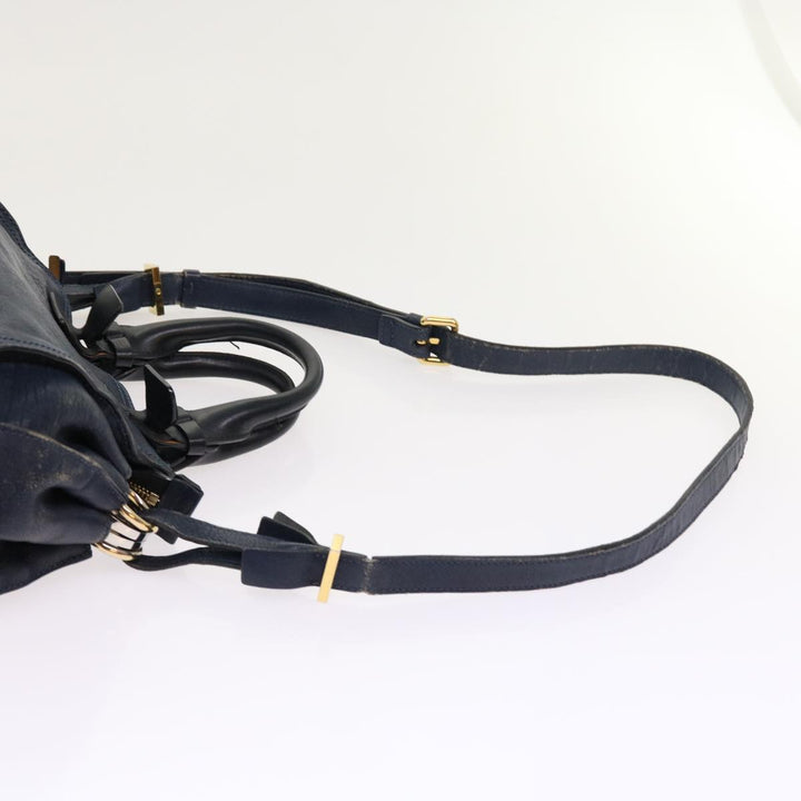 Chloe Porte Epore Shoulder Bag Leather 2way Navy am5000