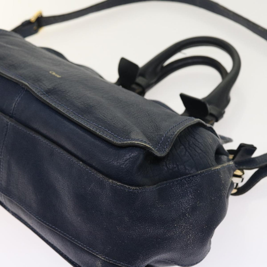Chloe Porte Epore Shoulder Bag Leather 2way Navy am5000