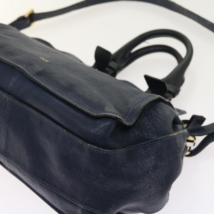 Chloe Porte Epore Shoulder Bag Leather 2way Navy am5000