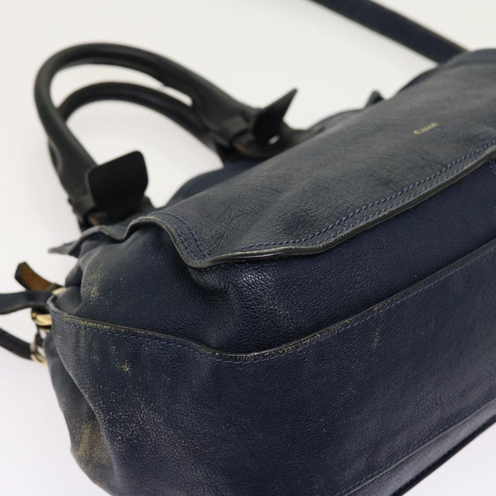 Chloe Porte Epore Shoulder Bag Leather 2way Navy am5000