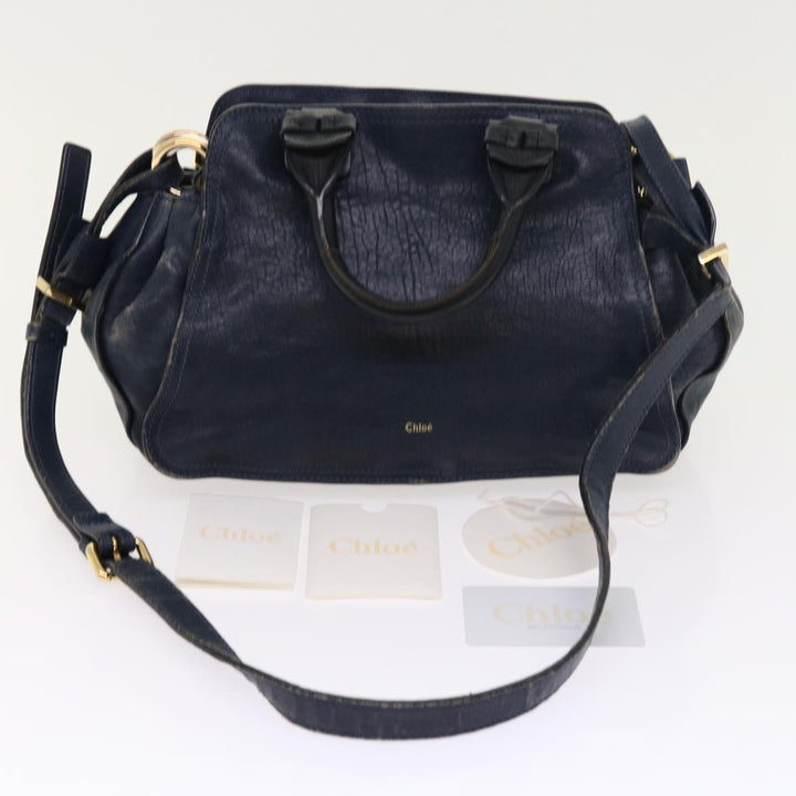 Chloe Porte Epore Shoulder Bag Leather 2way Navy am5000
