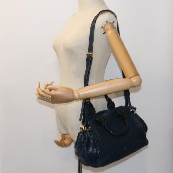 Chloe Porte Epore Shoulder Bag Leather 2way Navy am5000