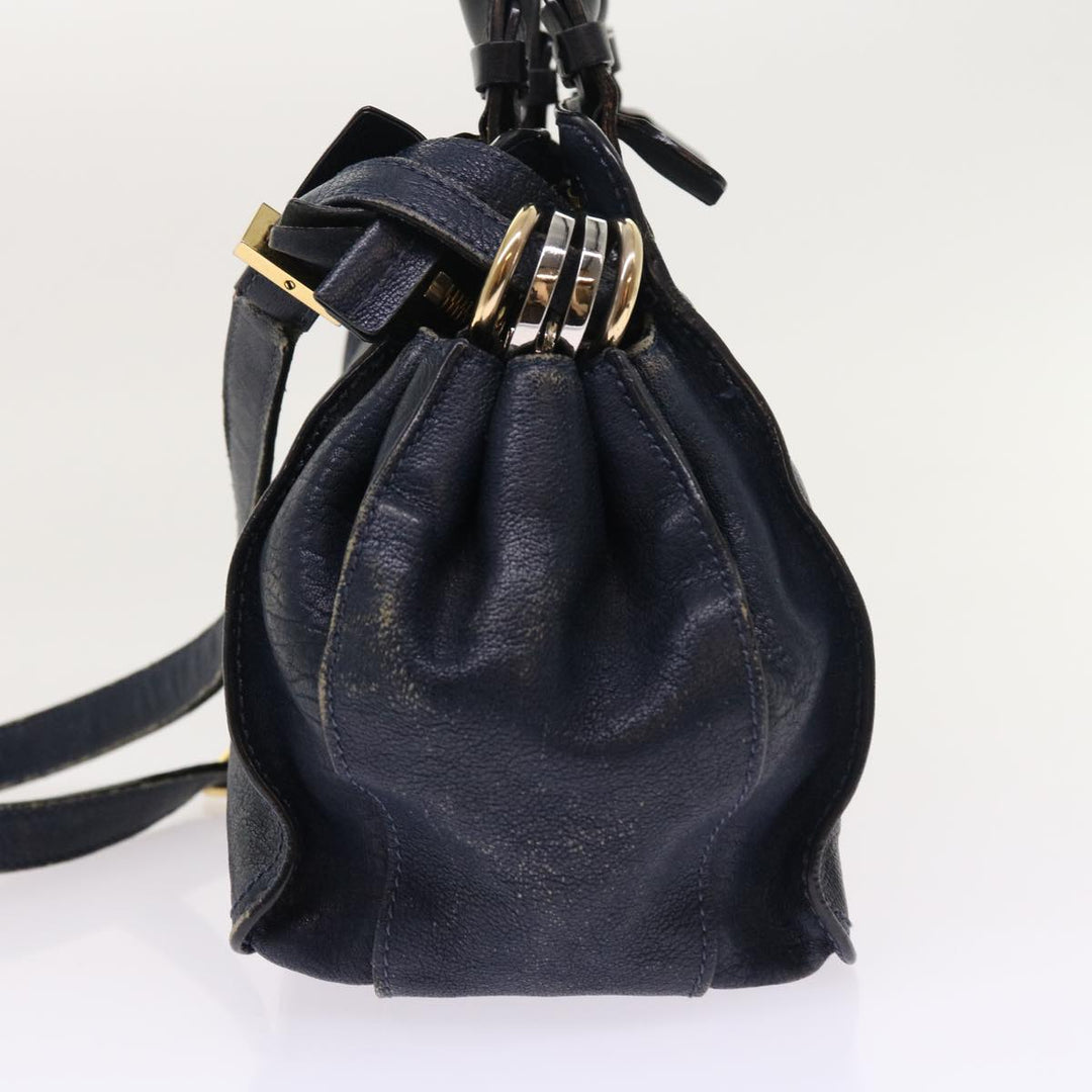 Chloe Porte Epore Shoulder Bag Leather 2way Navy am5000
