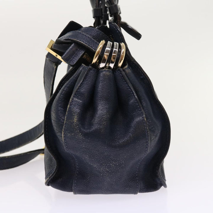 Chloe Porte Epore Shoulder Bag Leather 2way Navy am5000