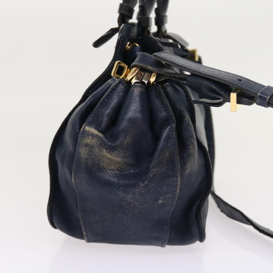 Chloe Porte Epore Shoulder Bag Leather 2way Navy am5000