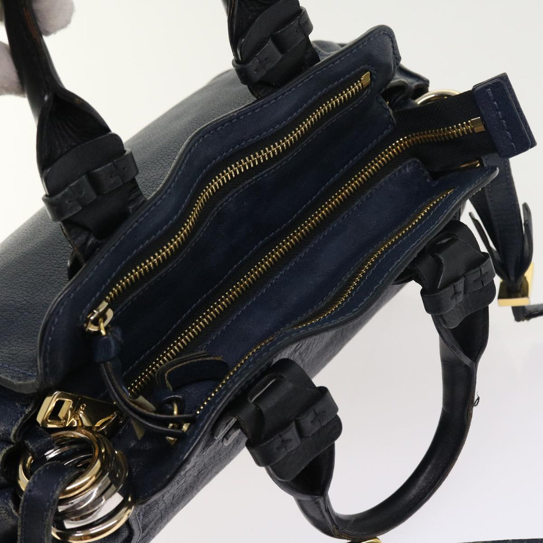 Chloe Porte Epore Shoulder Bag Leather 2way Navy am5000