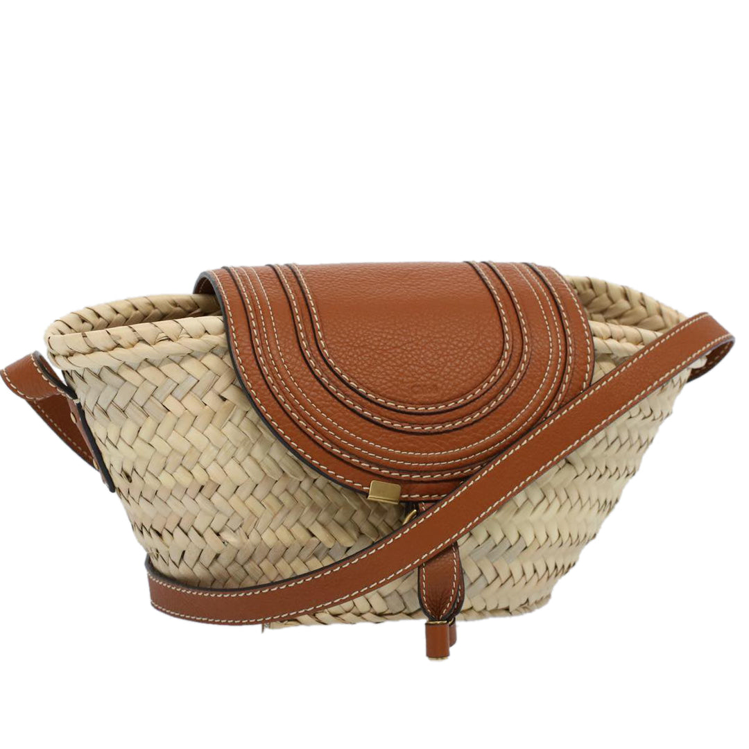 Chloe MARCIE Small Basket Shoulder Bag Raffia Beige am5022