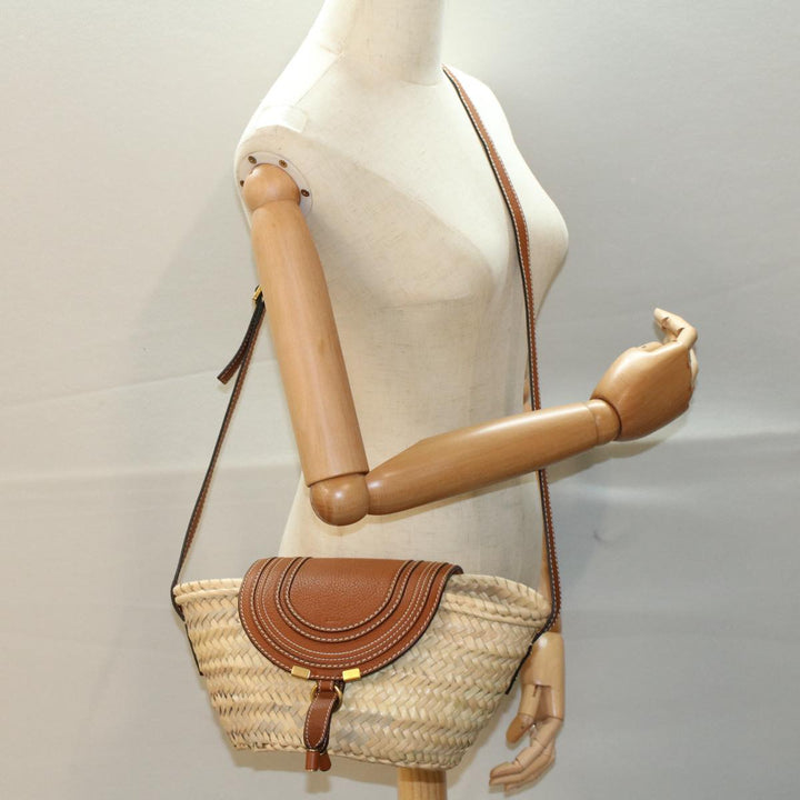 Chloe MARCIE Small Basket Shoulder Bag Raffia Beige am5022