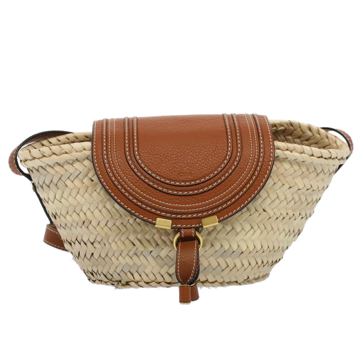 Chloe MARCIE Small Basket Shoulder Bag Raffia Beige am5022