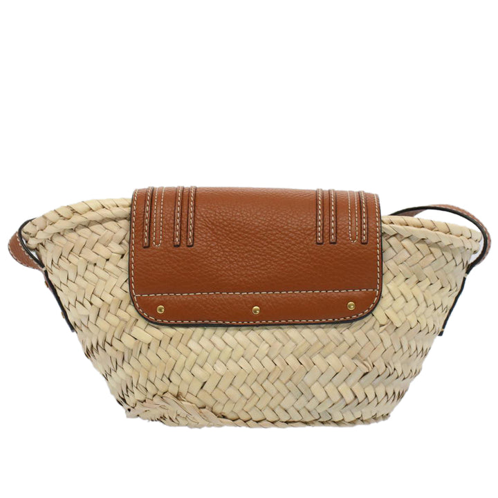Chloe MARCIE Small Basket Shoulder Bag Raffia Beige am5022