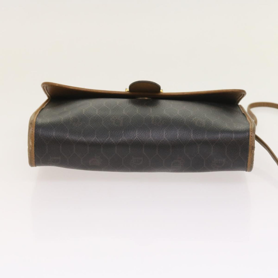 CHRISTIAN Top quality Dior Honeycomb Canvas Shoulder Bag PVC Leather Black Auth am5058