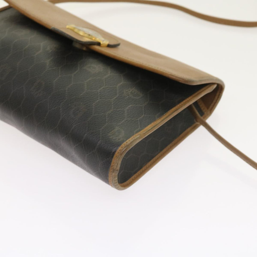 CHRISTIAN Top quality Dior Honeycomb Canvas Shoulder Bag PVC Leather Black Auth am5058