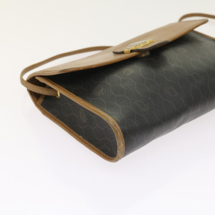 CHRISTIAN Top quality Dior Honeycomb Canvas Shoulder Bag PVC Leather Black Auth am5058