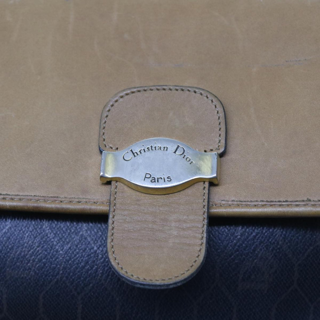 CHRISTIAN Top quality Dior Honeycomb Canvas Shoulder Bag PVC Leather Black Auth am5058