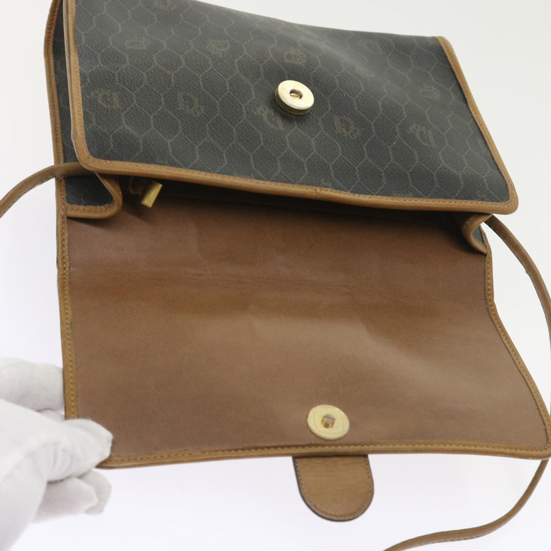 CHRISTIAN Top quality Dior Honeycomb Canvas Shoulder Bag PVC Leather Black Auth am5058