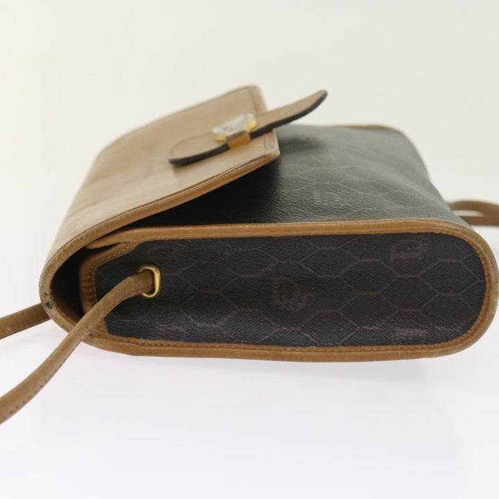 CHRISTIAN Top quality Dior Honeycomb Canvas Shoulder Bag PVC Leather Black Auth am5058