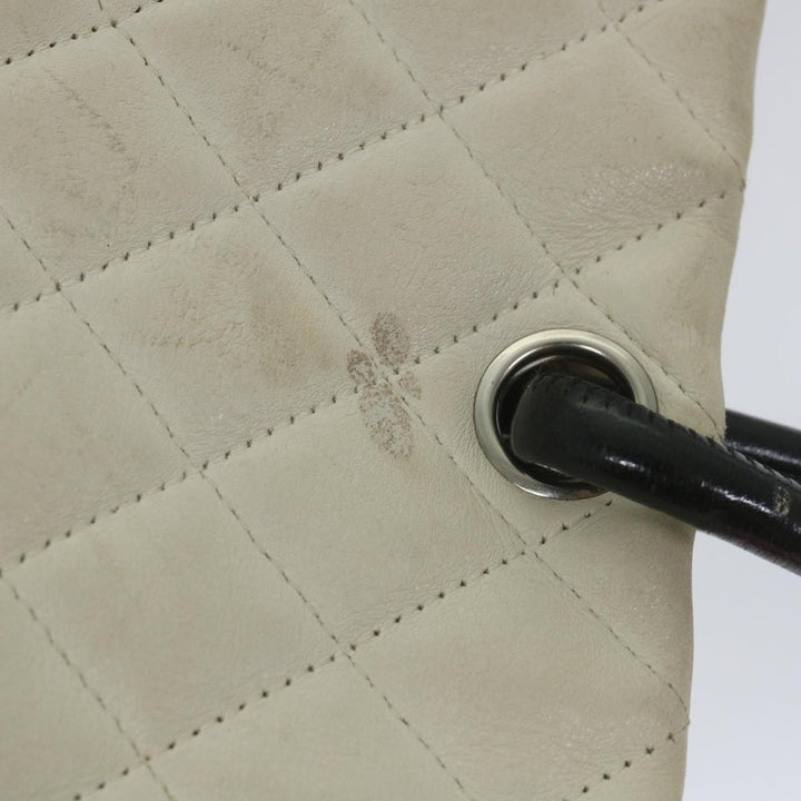 Chanel Cambon Line Tote Bag Leather White CC Auth am5180