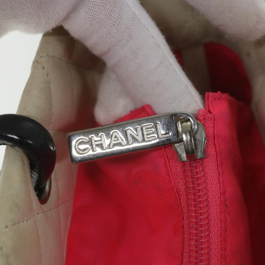 Chanel Cambon Line Tote Bag Leather White CC Auth am5180