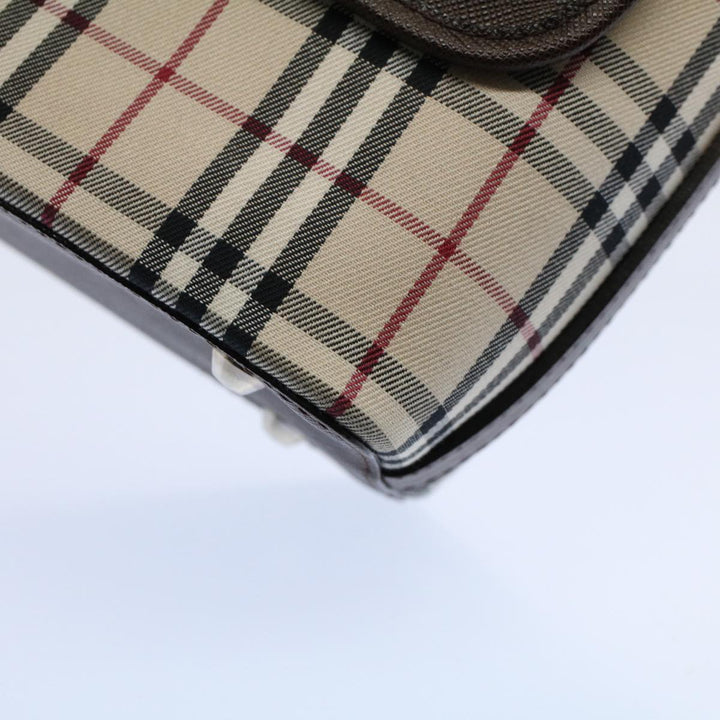 BURBERRY Nova Check Shoulder Bag Nylon Canvas Beige Auth Am5185