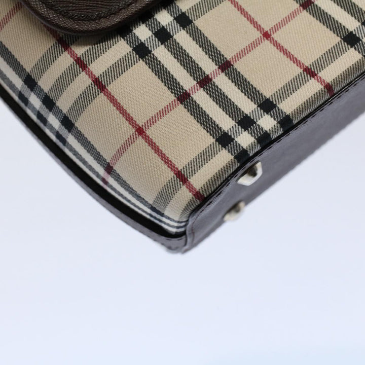 BURBERRY Nova Check Shoulder Bag Nylon Canvas Beige Auth Am5185