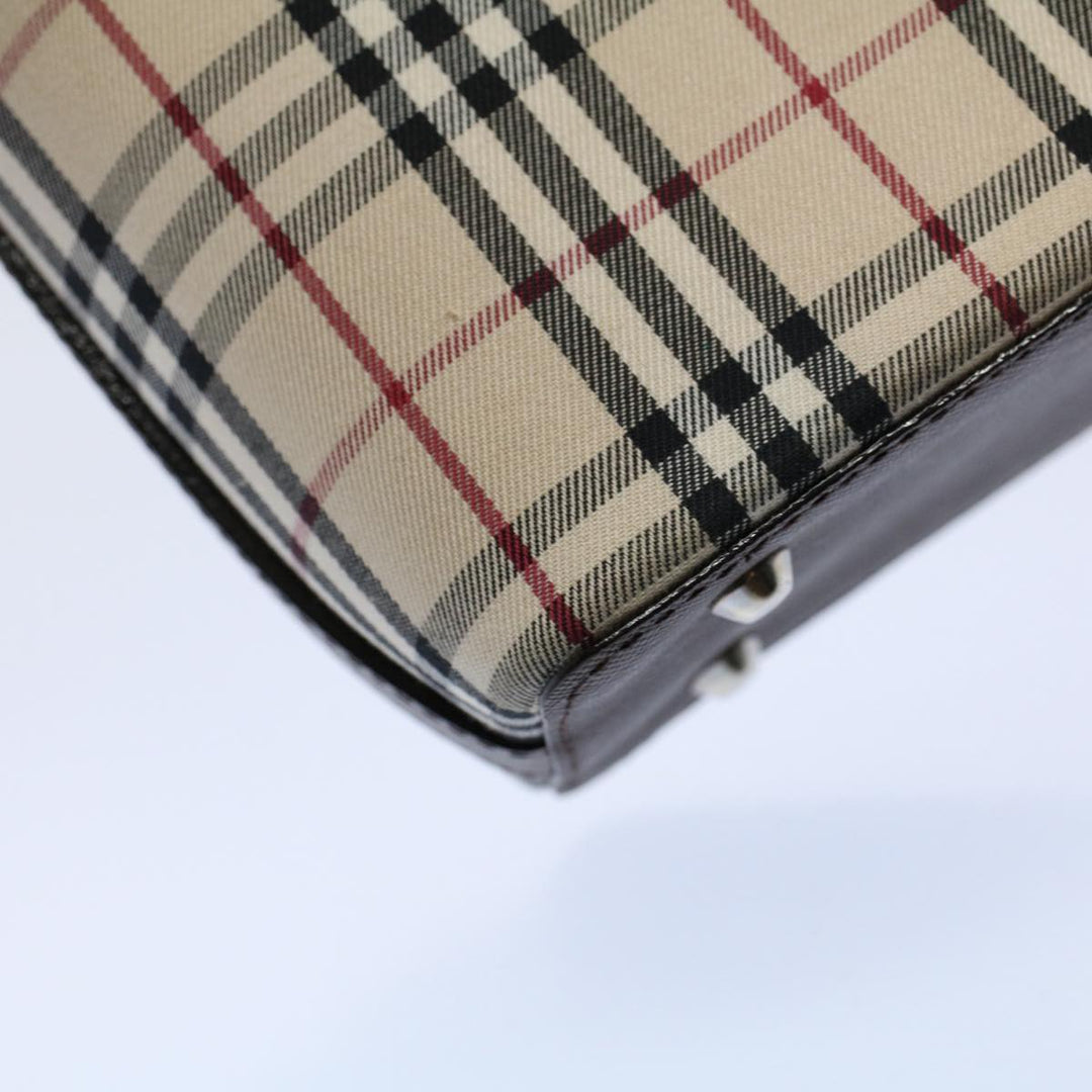 BURBERRY Nova Check Shoulder Bag Nylon Canvas Beige Auth Am5185