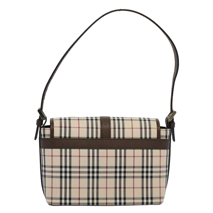 Burberry Nova Check Shoulder Bag Nylon Canvas Beige Auth am5185