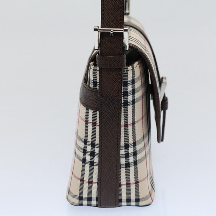 BURBERRY Nova Check Shoulder Bag Nylon Canvas Beige Auth Am5185