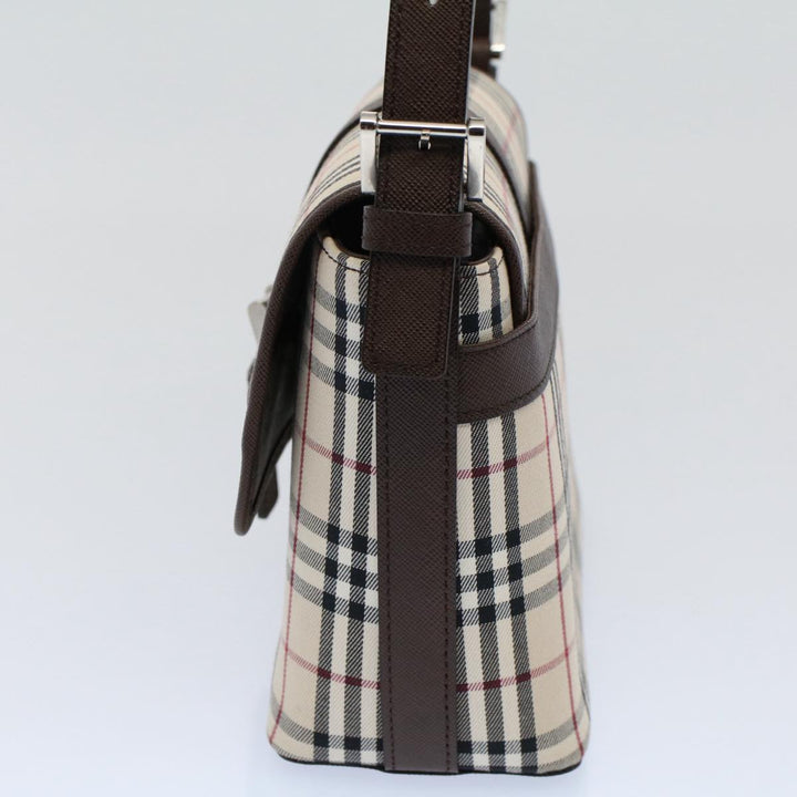 BURBERRY Nova Check Shoulder Bag Nylon Canvas Beige Auth Am5185