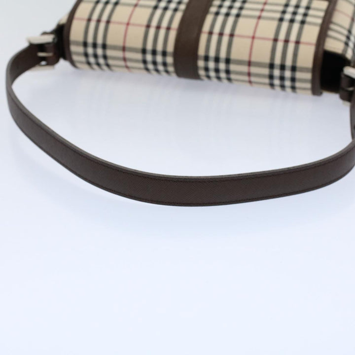 BURBERRY Nova Check Shoulder Bag Nylon Canvas Beige Auth Am5185