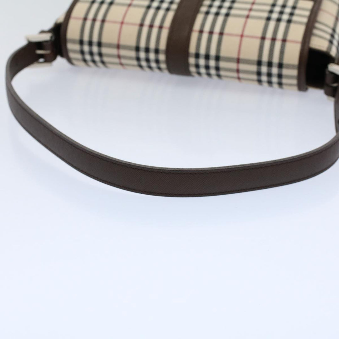 Burberry Nova Check Shoulder Bag Nylon Canvas Beige Auth am5185