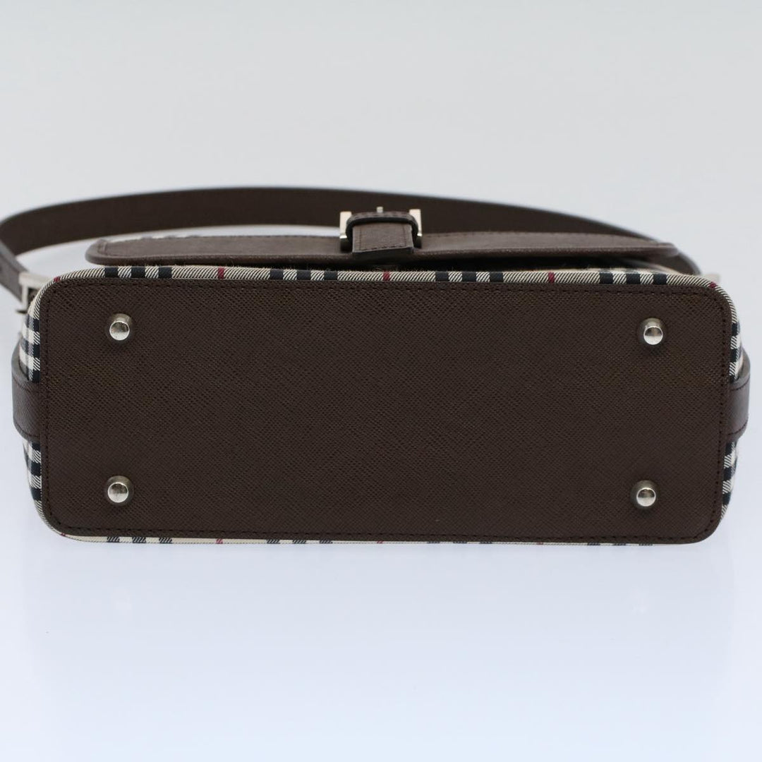 BURBERRY Nova Check Shoulder Bag Nylon Canvas Beige Auth Am5185