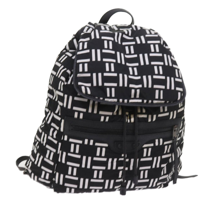 balenciaga Traveler Backpack Nylon Black White 340139 Auth am5199