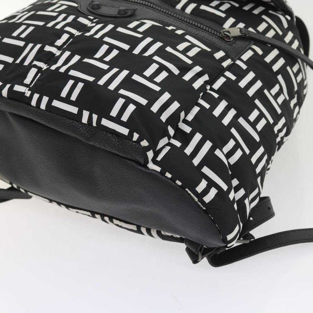 balenciaga Traveler Backpack Nylon Black White 340139 Auth am5199