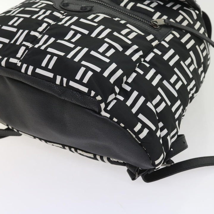 balenciaga Traveler Backpack Nylon Black White 340139 Auth am5199