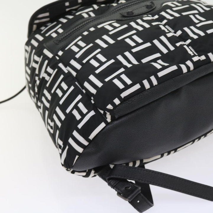 balenciaga Traveler Backpack Nylon Black White 340139 Auth am5199