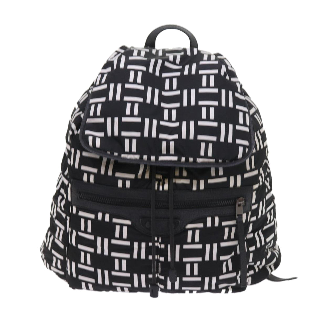 balenciaga Traveler Backpack Nylon Black White 340139 Auth am5199