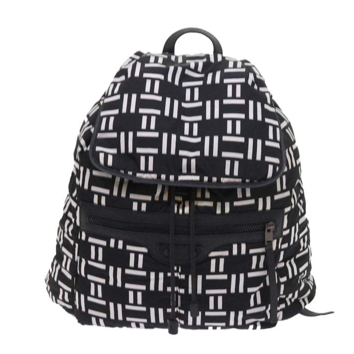 balenciaga Traveler Backpack Nylon Black White 340139 Auth am5199