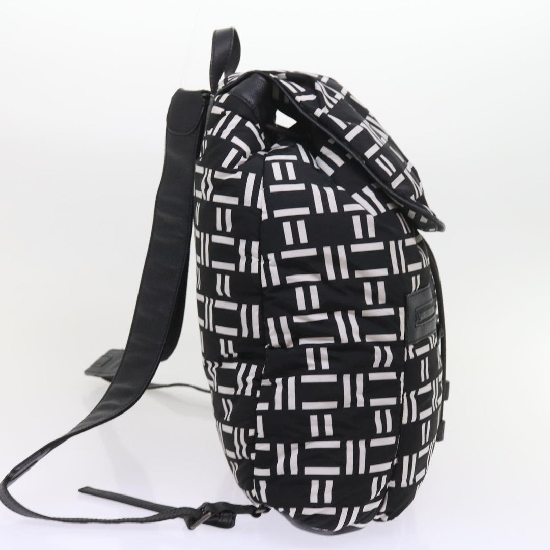 balenciaga Traveler Backpack Nylon Black White 340139 Auth am5199