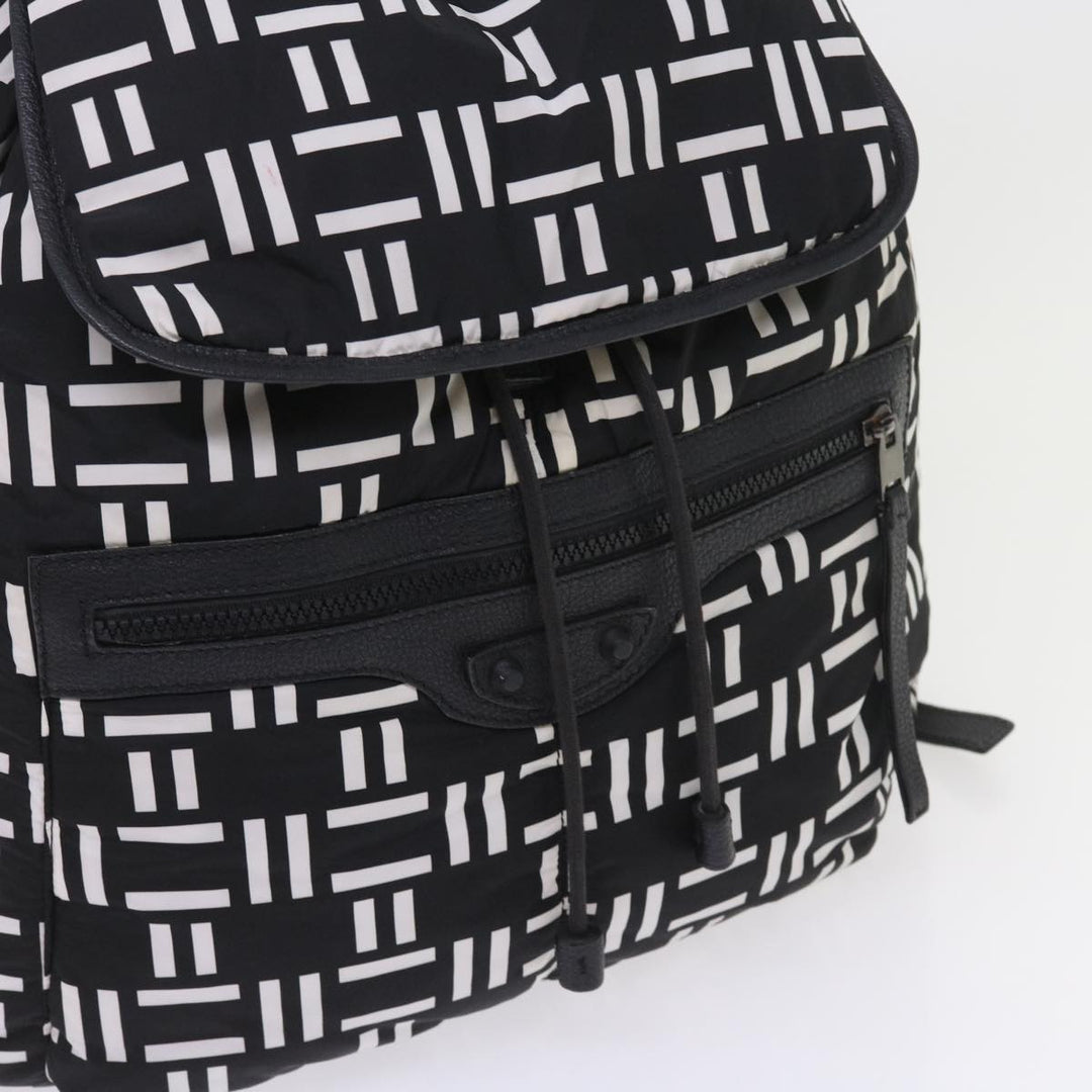 balenciaga Traveler Backpack Nylon Black White 340139 Auth am5199