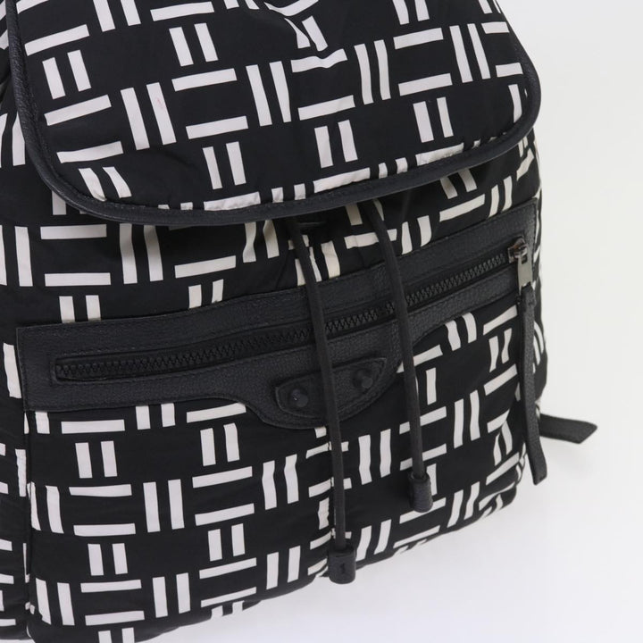 balenciaga Traveler Backpack Nylon Black White 340139 Auth am5199