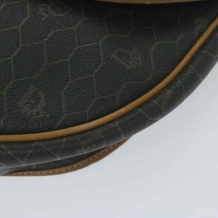 CHRISTIAN Top quality Dior Honeycomb Canvas Shoulder Bag PVC Leather Black Auth am5361