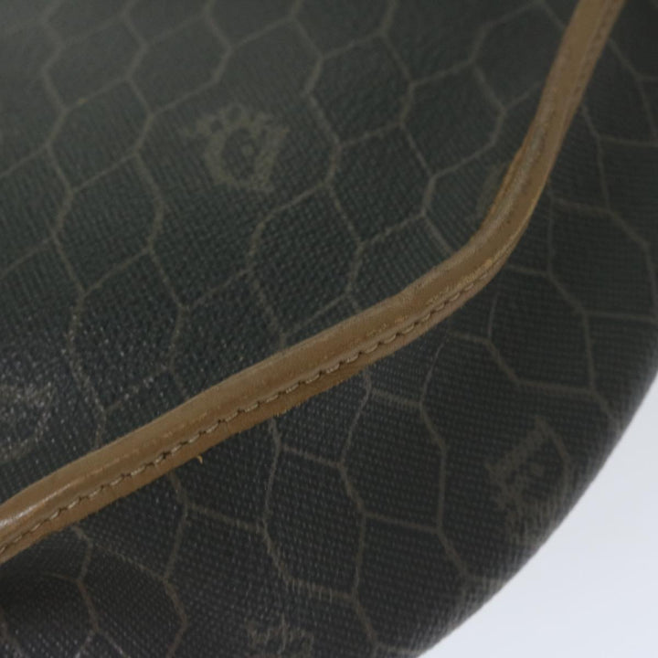 CHRISTIAN Top quality Dior Honeycomb Canvas Shoulder Bag PVC Leather Black Auth am5361