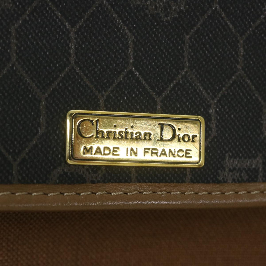 CHRISTIAN Top quality Dior Honeycomb Canvas Shoulder Bag PVC Leather Black Auth am5361