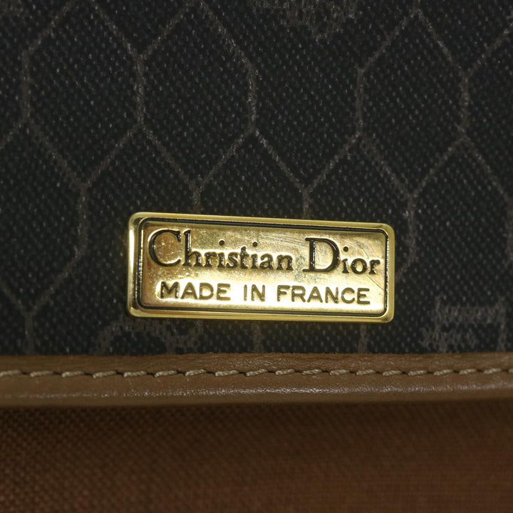 CHRISTIAN Top quality Dior Honeycomb Canvas Shoulder Bag PVC Leather Black Auth am5361