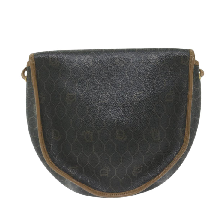 CHRISTIAN Top quality Dior Honeycomb Canvas Shoulder Bag PVC Leather Black Auth am5361