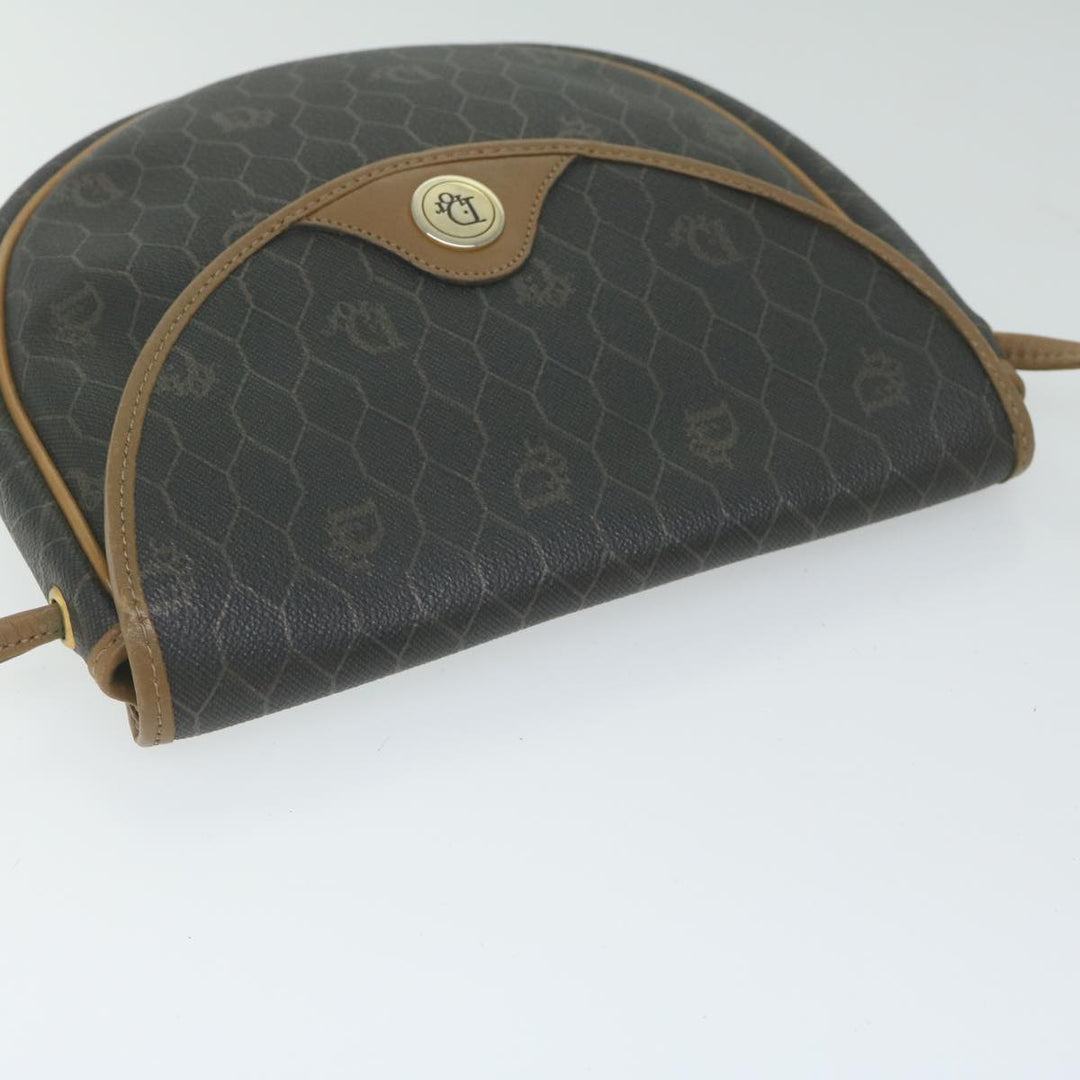 CHRISTIAN Top quality Dior Honeycomb Canvas Shoulder Bag PVC Leather Black Auth am5361